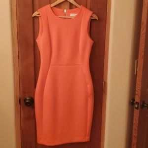 Bright orange scuba midi